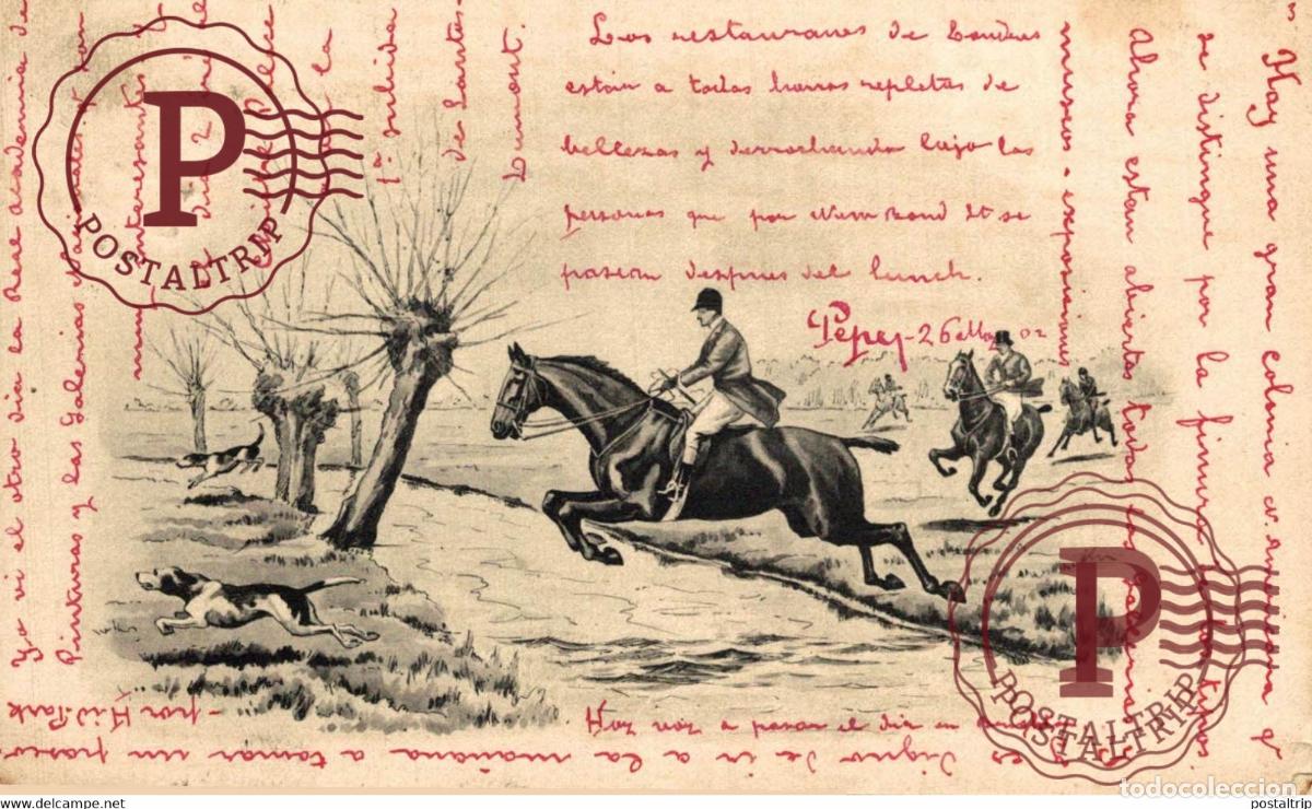 Postcards: ILUSTRADA. ILLUSTRATEUR. ILLUSTRATION HIPICA. EQIITATION. HORSE RIDING 1902.