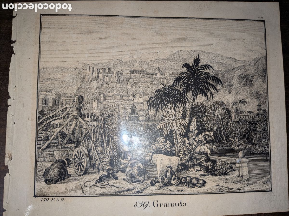 Postales: Grabado siglo XIX de Granada