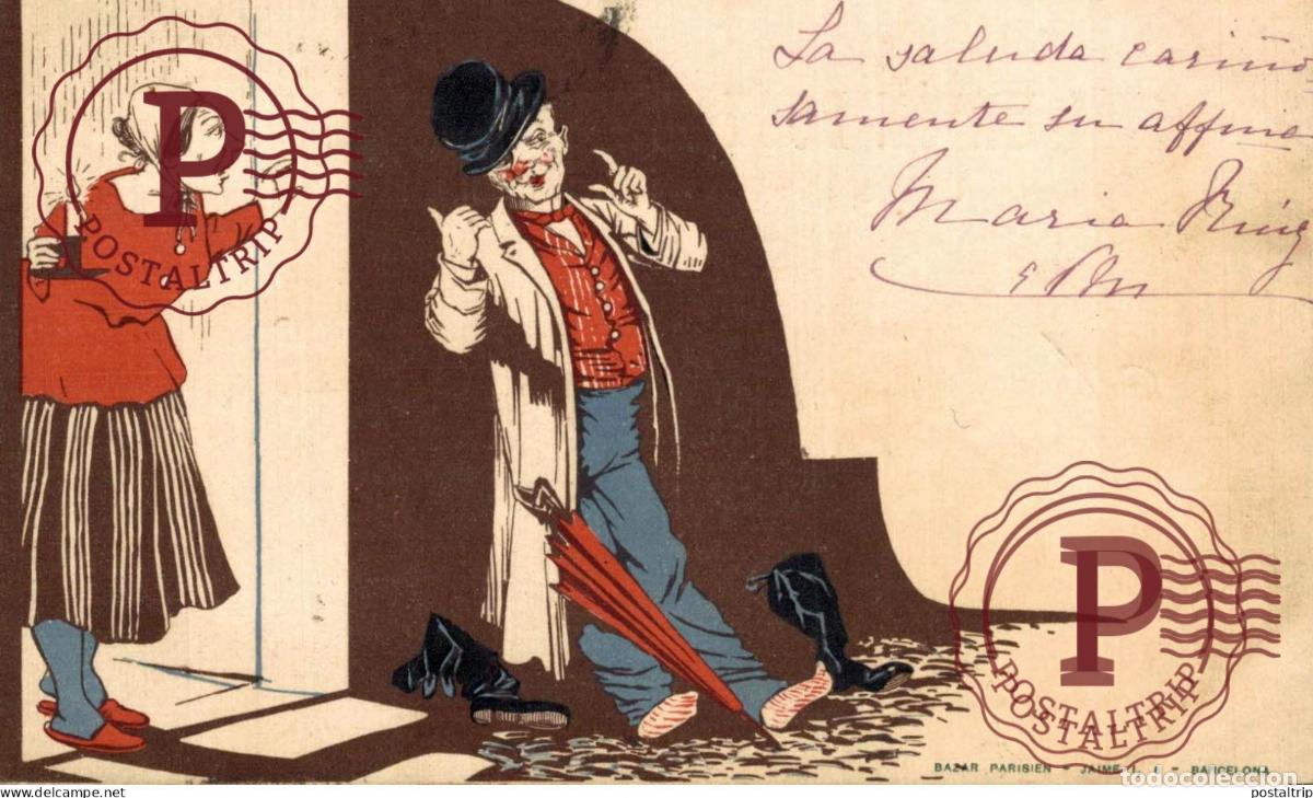 Postales: ILUSTRADA. ILLUSTRATEUR. ESPA&Ntilde;A SPAIN. PAYASO. CLOWN. BORRACHO. DRUNK