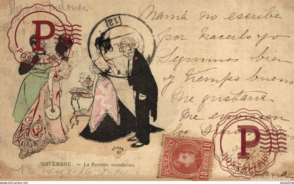 Postales: ILLUSTRATEUR. ILUSTRACION. J. Wely: Novembre, La Rentr&eacute;e mondaine