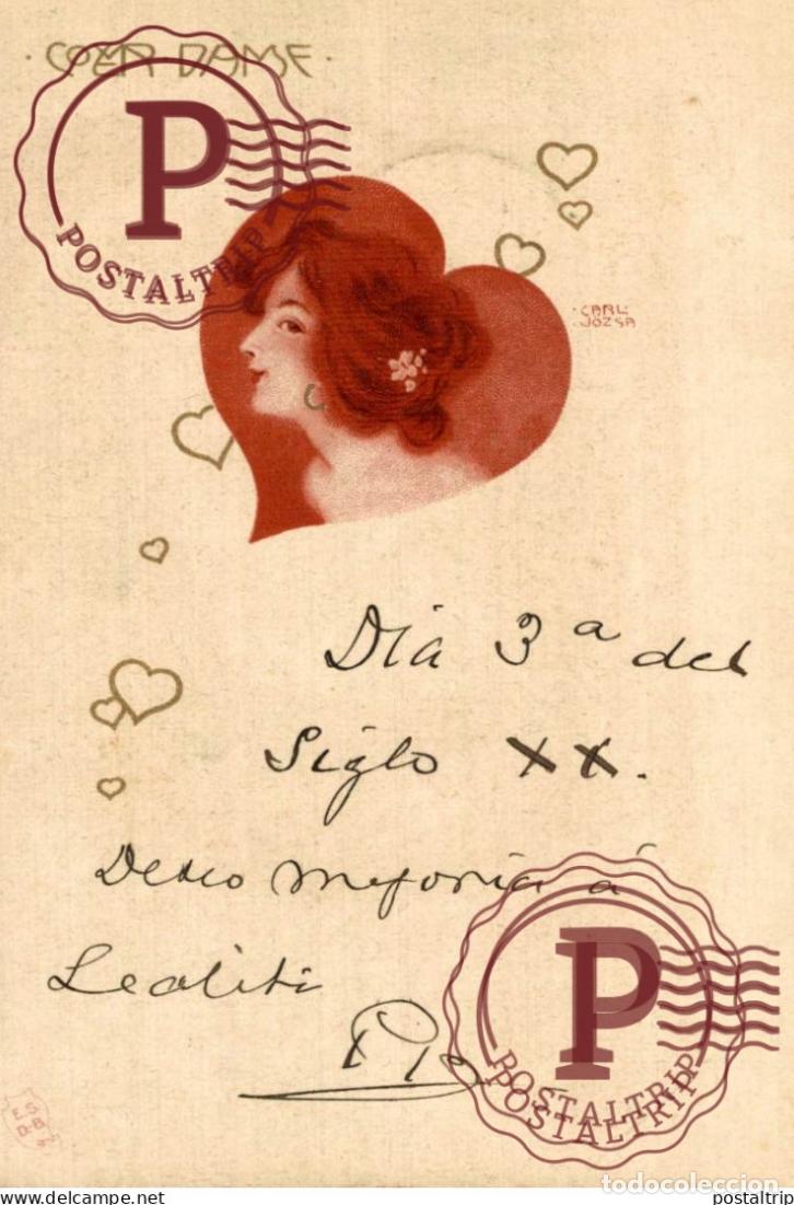 Postales: ILUSTRADA. ILLUSTRATEUR. KARL JOSZA- COEUR DE DAME. &iexcl;&iexcl;SELLO DEL PEL&Oacute;N!!