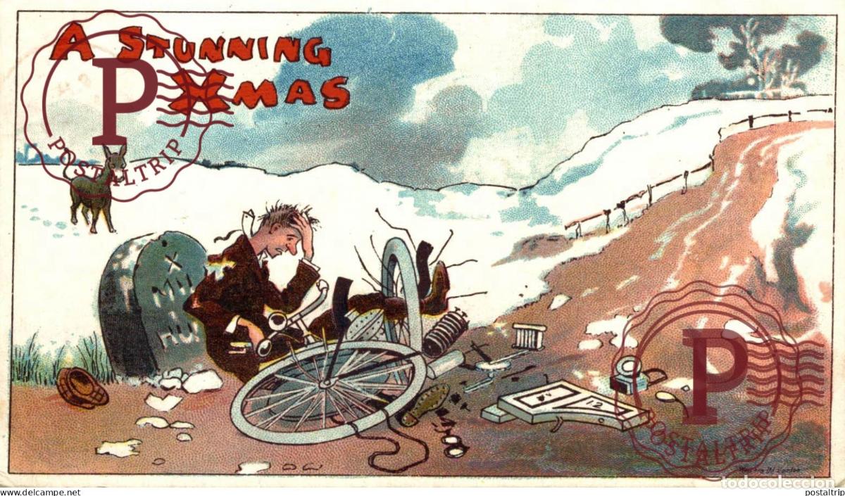Postales: STUNNING XMAS. DONKEY BURRO ANE. BICICLETA. CYCLING