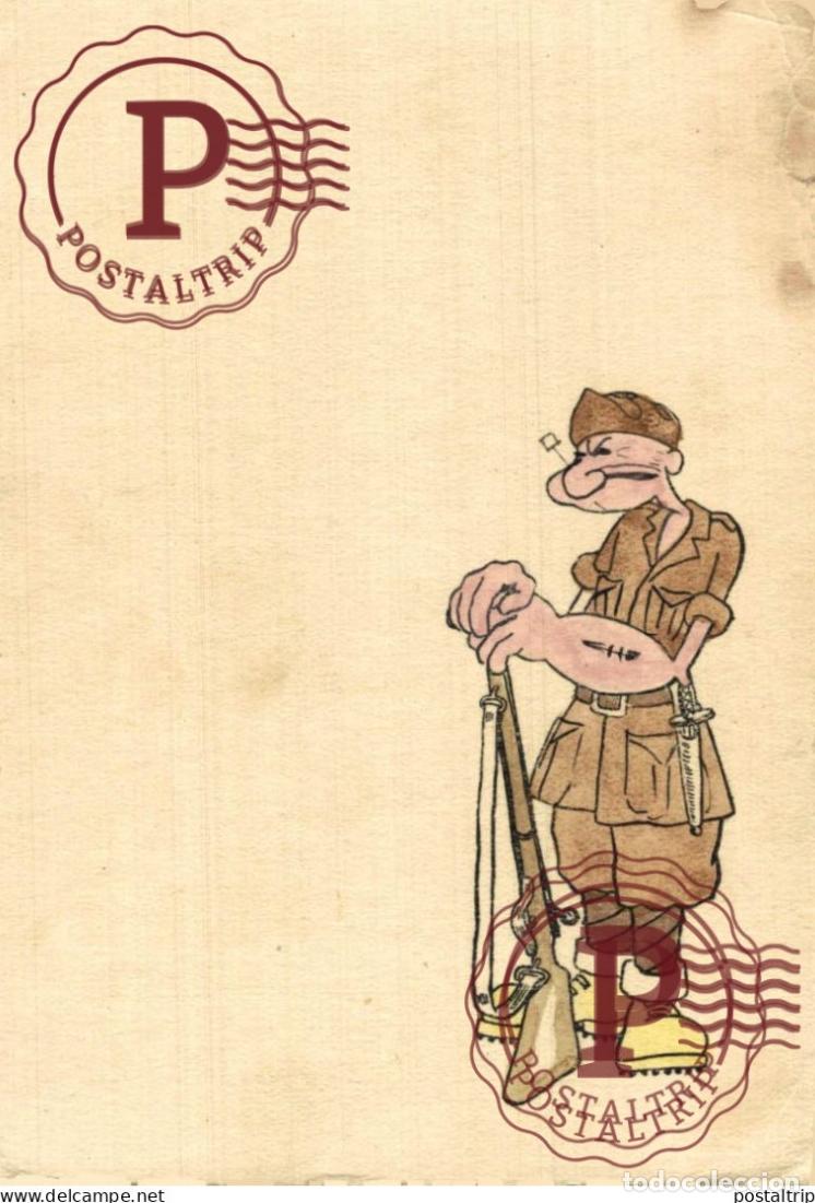 Postales: ILUSTRADAS. ILLUSTREE. LOT 2 CARTES POSTALES. POPEYE. MILITAR. PLAINBACK. algo deteriorada, damage,