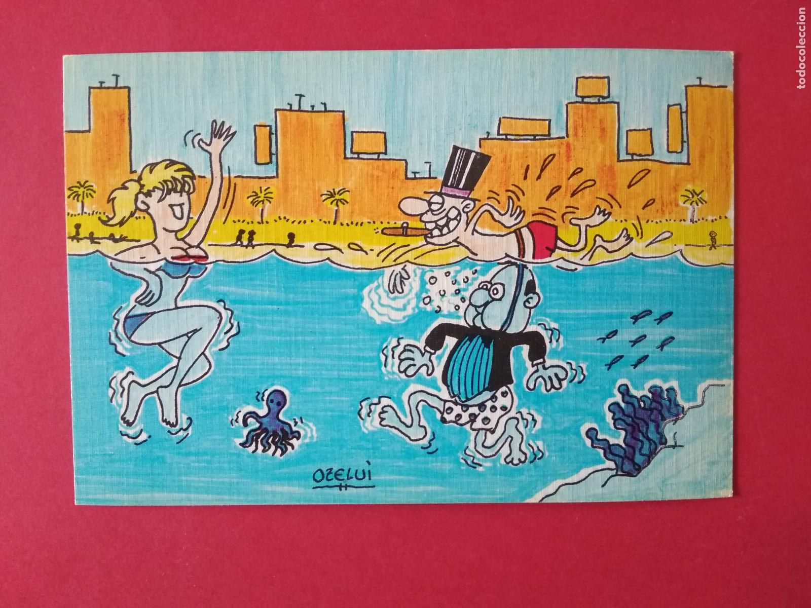 Postales: TARJETA POSTAL SIN USAR SERIE LA PLAYA VISTA POR OZELUI A&Ntilde;O 1981 , T 4