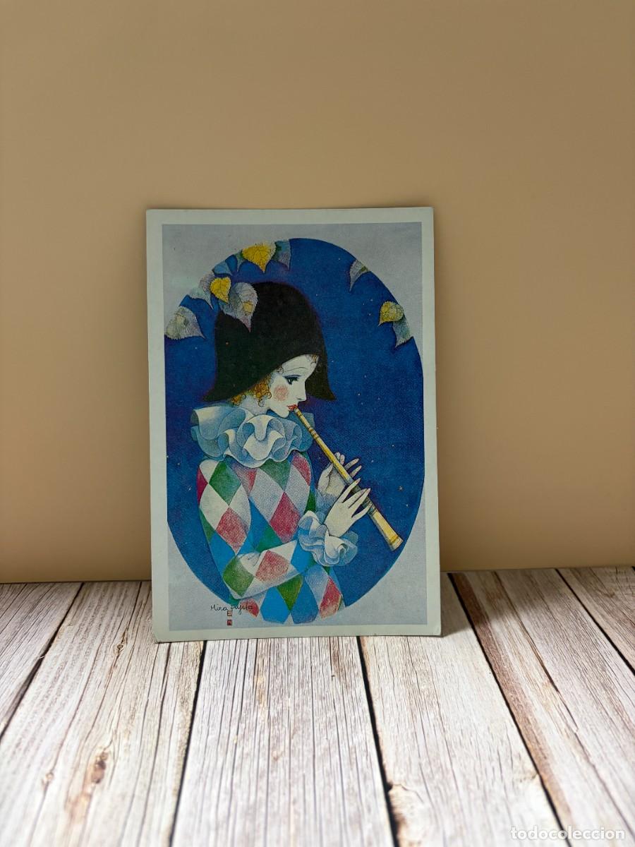 Postales: TARJETA POSTAL ART&Iacute;STICA - MINA FUJITA - &rdquo;ARLEQU&Iacute;N CON FLAUTA&rdquo;