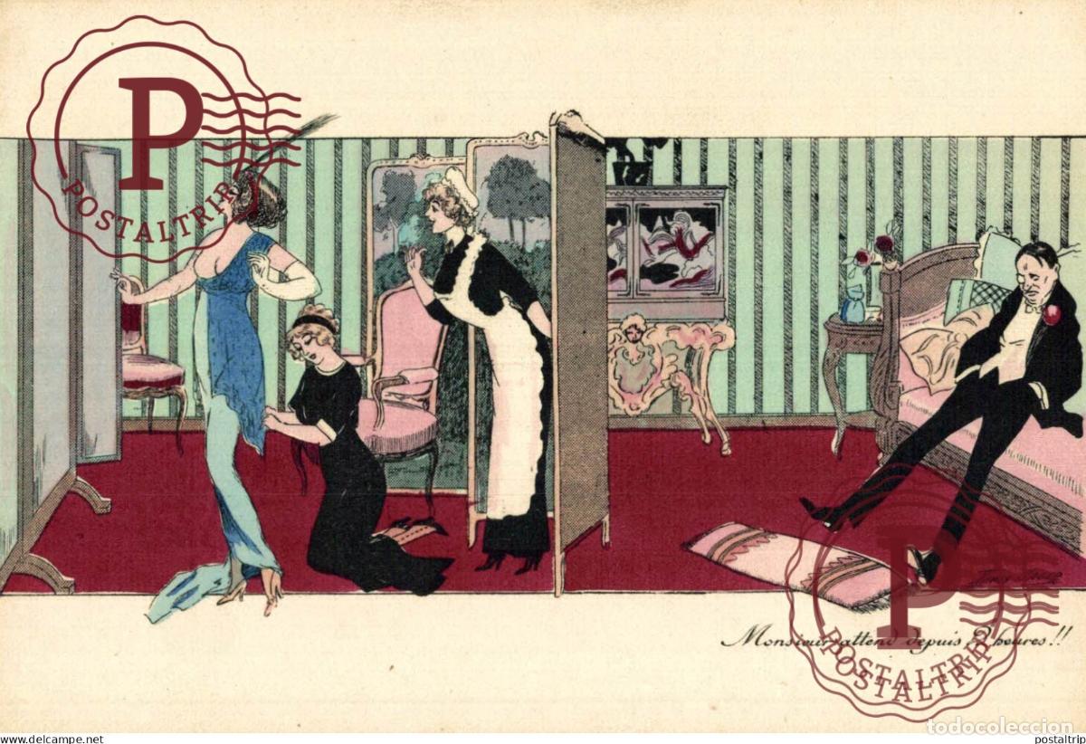 Postais: ILUSTRADA. ILLUSTRATEUR. SAGER - Monsieur attend depuis 2 heures !!