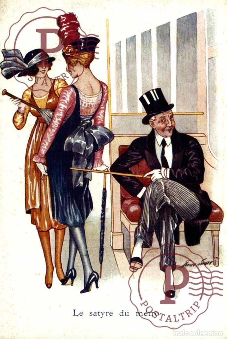 Postais: ILUSTRADA. ILLUSTRATEUR XAVIER SAGER. PARIS LE JOUR SERIE 164 LE SATYRE DU METRO