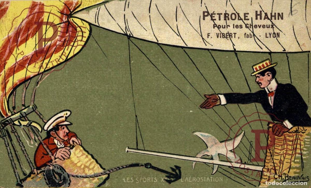 Postais: ILUSTRADA. ILLUSTRATEUR. Beauvais. Les Sports XVI: LAEROSTATION. Publicit&eacute; P&eacute;trole Hahn. PUBLI.