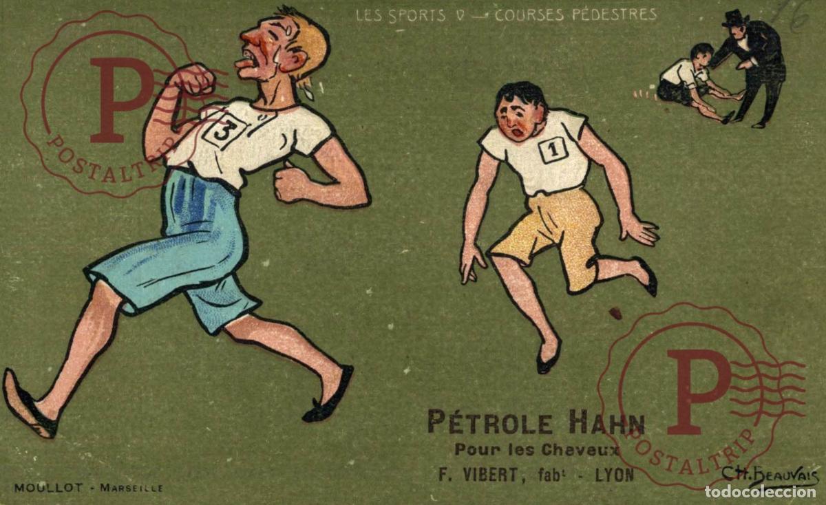 Postais: ILUSTRADA. ILLUSTRATEUR. Beauvais. Les Sports V: COURSES PEDESTRES.. Publicit&eacute; P&eacute;trole Hahn. PUBLI.