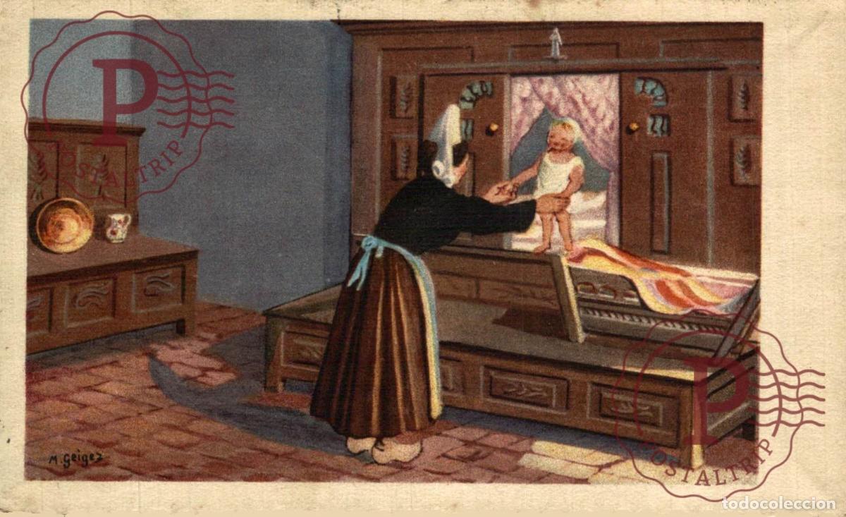 Cartes Postales: ILUSTRADA. ILLUSTRATEUR. M. GEIGER. - Illustrateur de la Bretagne. Devant le Lit Clos