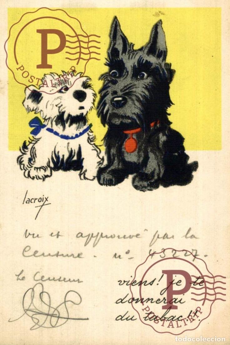 Postales: ILUSTRADA. ILLUSTRATEUR. Guerre 39-45 Restrictions alimentaires . viens...du tabac. LACROIX. CENSURE