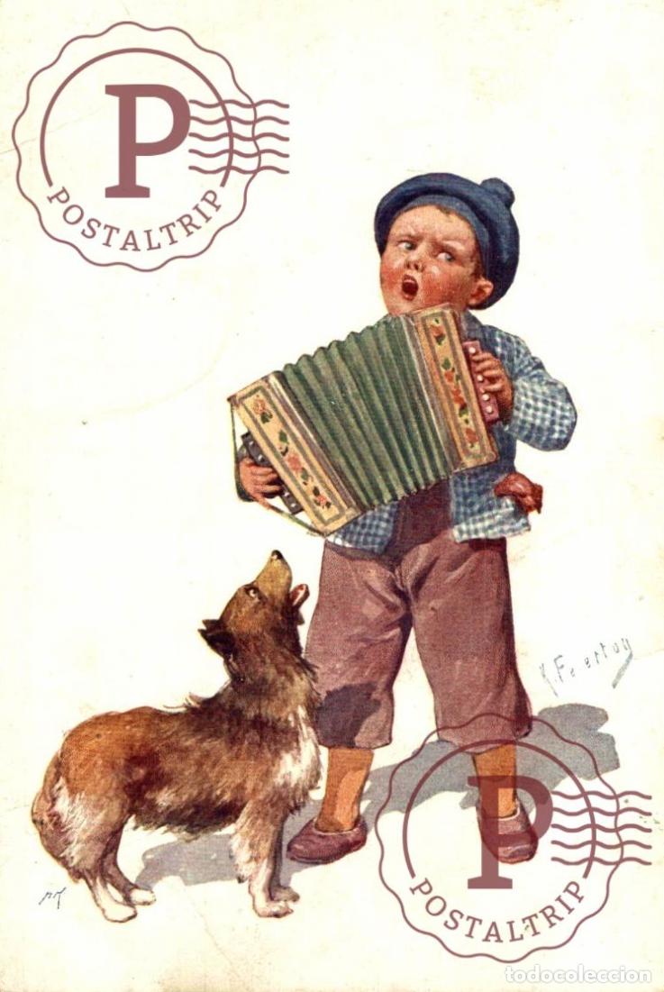 Postales: ILUSTRADA. ILLUSTRATEUR. KARL FEREITAG. NI&Ntilde;OS. KIDS. ENFANT. MUSICOS. MUSICIANS. DOG CHIEN. PERRO