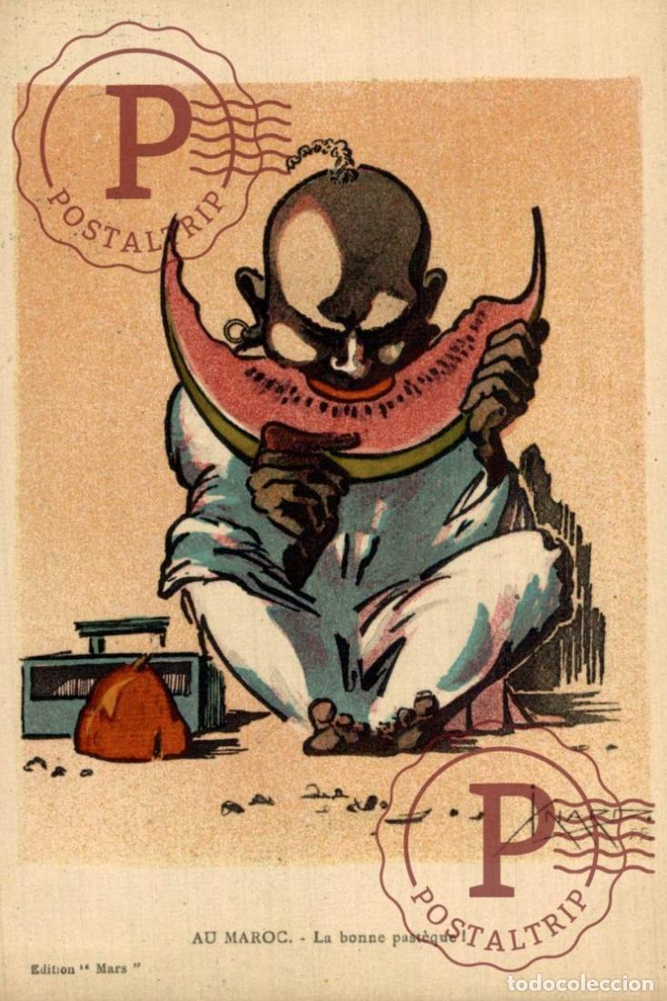 Postales: ILUSTRADA. ILLUSTRATEUR. LINARD. AU MAROC La bonne past&egrave;que MARRUECOS