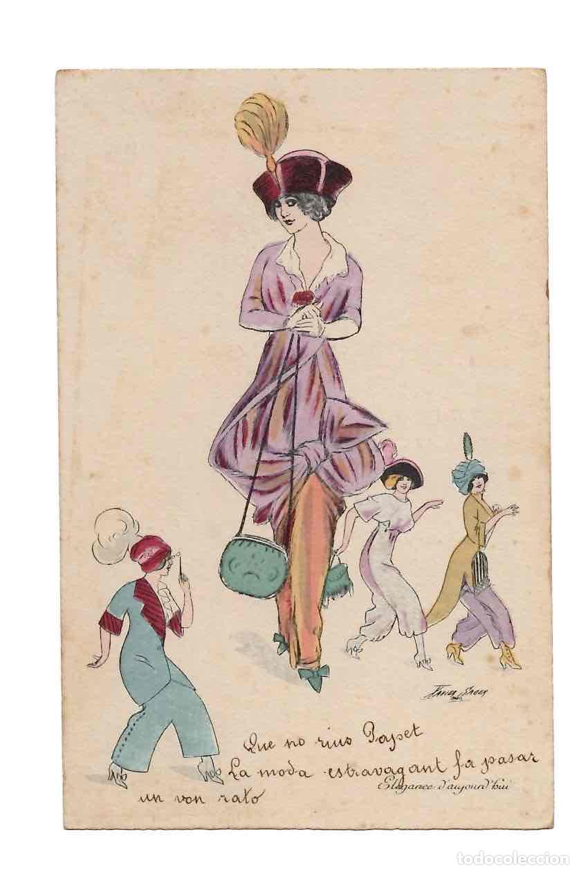 Postales: TARJETA POSTAL MODA ILUSTRADA A MANO POR XAVIER SAGER. ELEGANCE D'AUJOURD HUI. A&Ntilde;O 1915