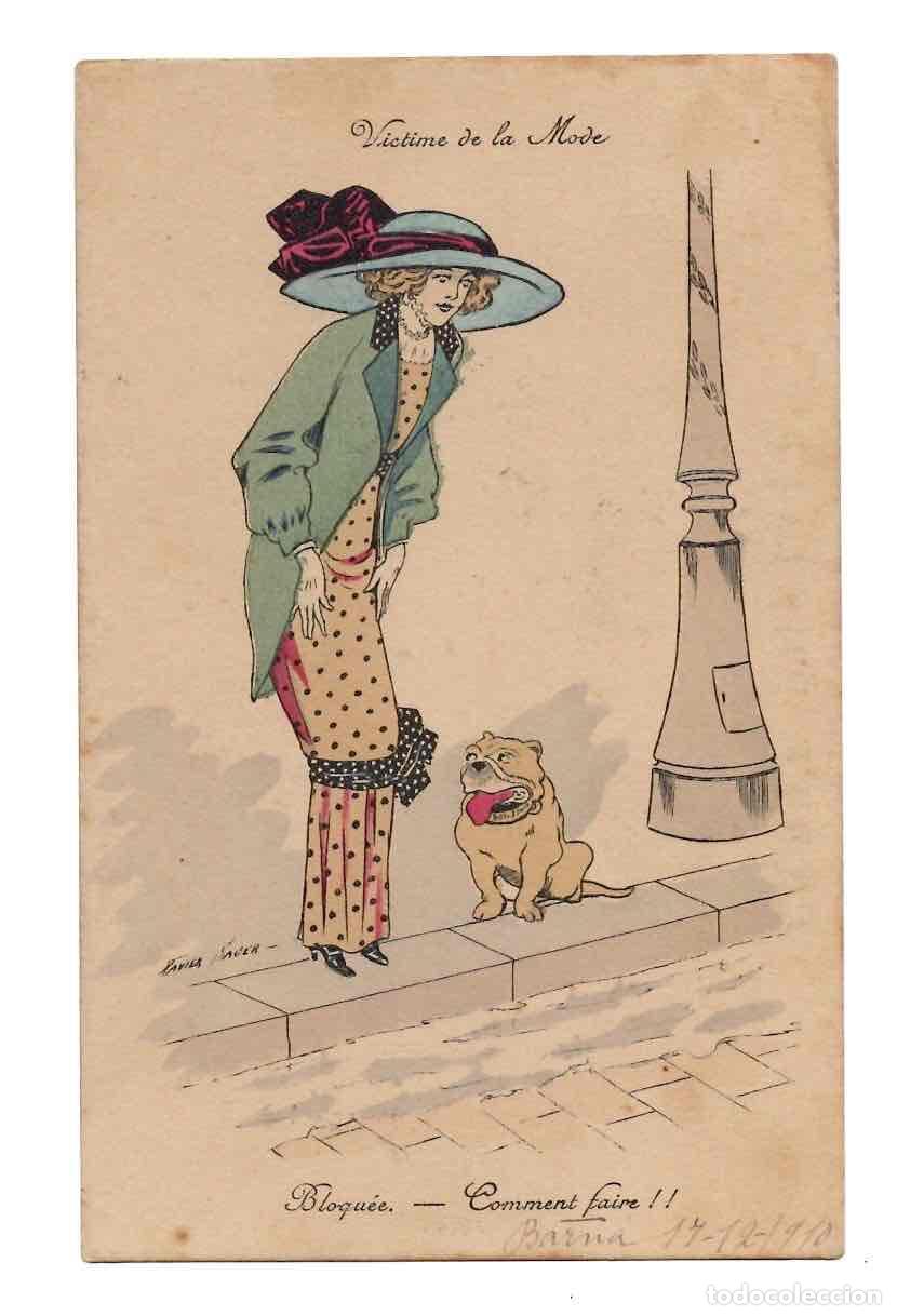 Postales: TARJETA POSTAL MODA ILUSTRADA A MANO POR XAVIER SAGER. VICTIME DE LA MODE. A&Ntilde;O 1910