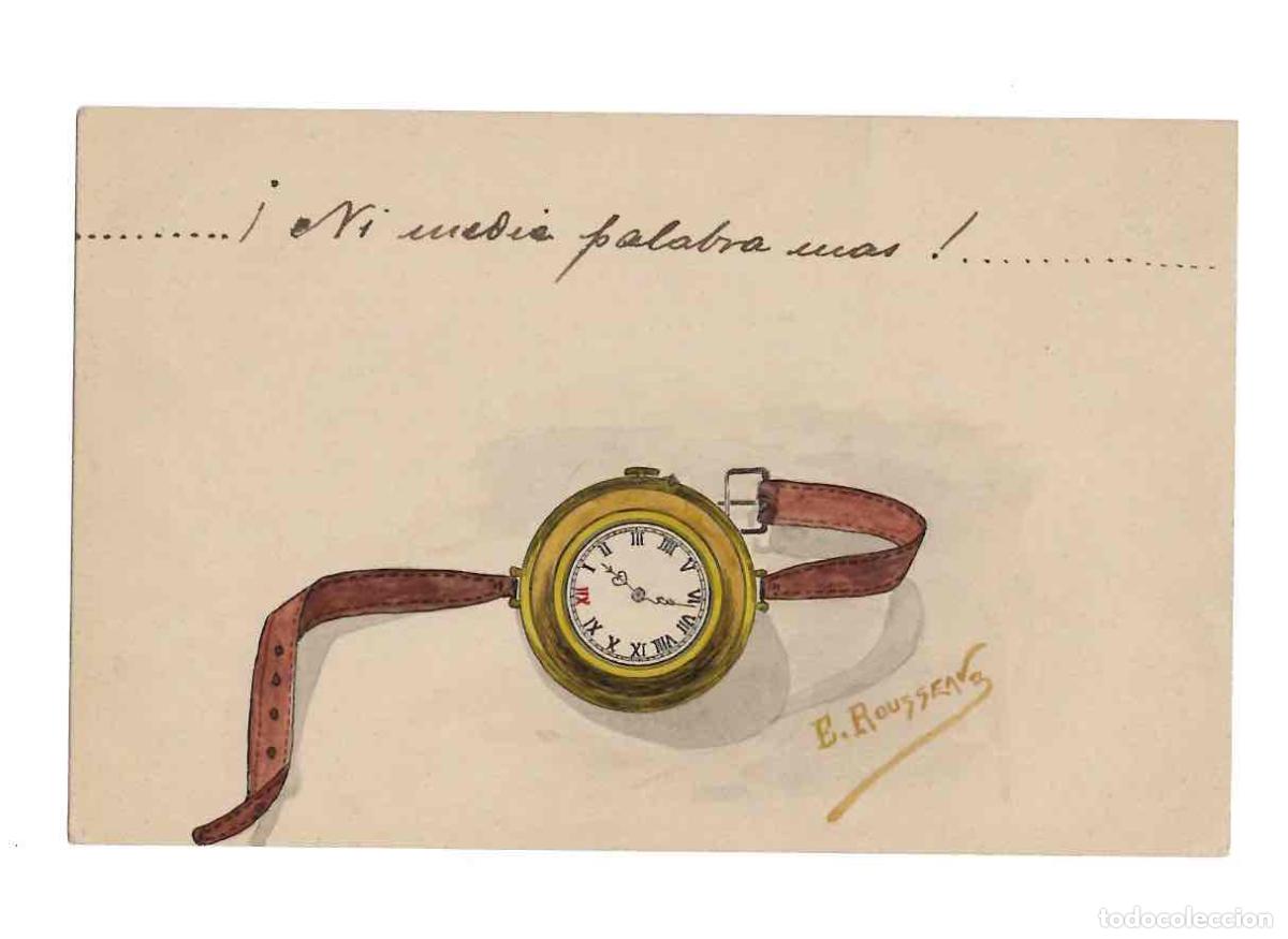 Postales: TARJETA POSTAL CON ESCENA ACUARELADA PINTADA A MANO. NI MEDIA PALABRA MAS. FIRMADA E. ROUSSEAU 1908