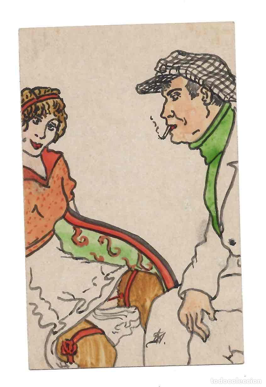 Postales: TARJETA POSTAL PINTADA MANO. ESCENA POPULAR. C.1910. FIRMADA