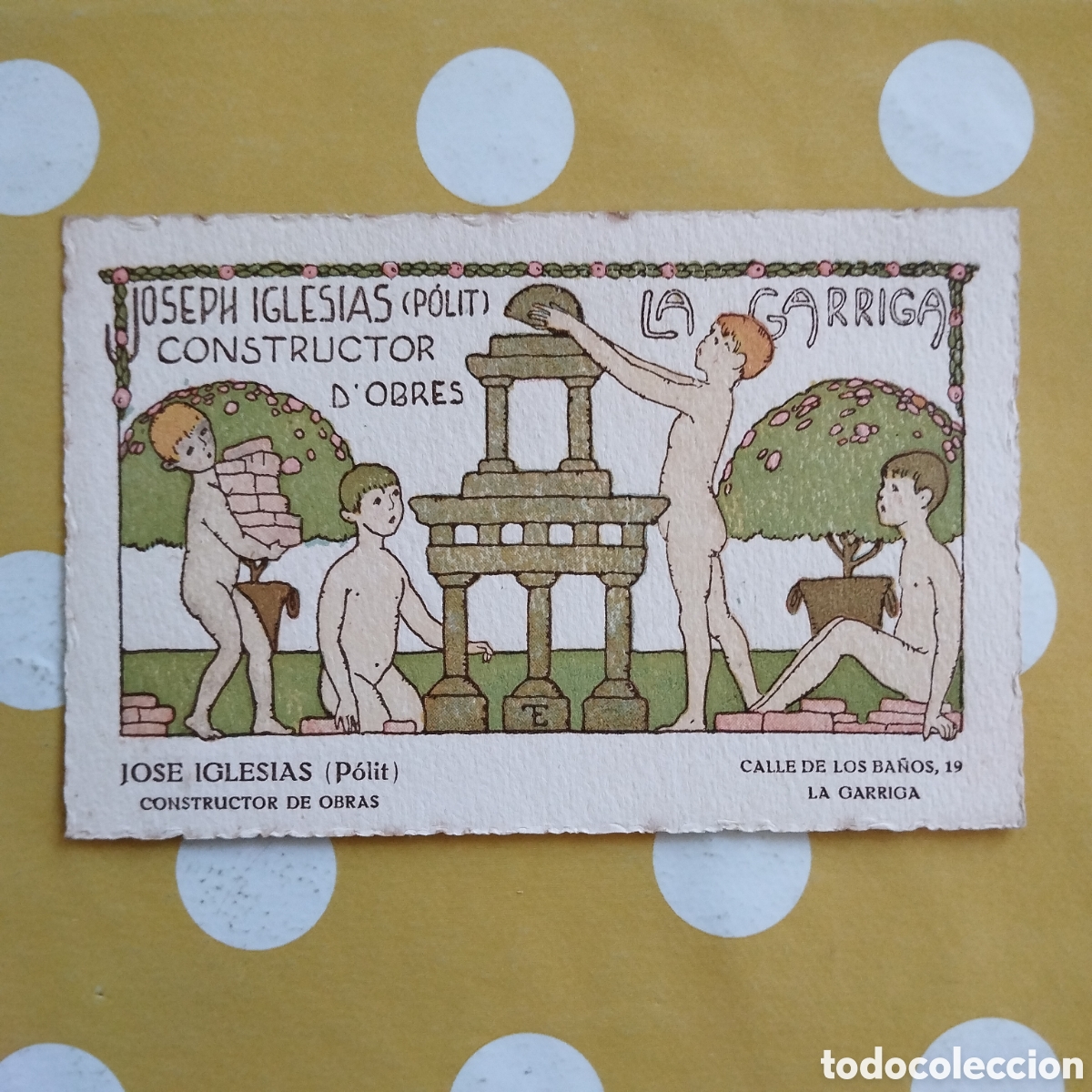 Postales: PERE TORNE ESQUIUS LA GARRIGA JOSEPH IGLESIAS CONSTRUCTOR D'OBRES POSTAL