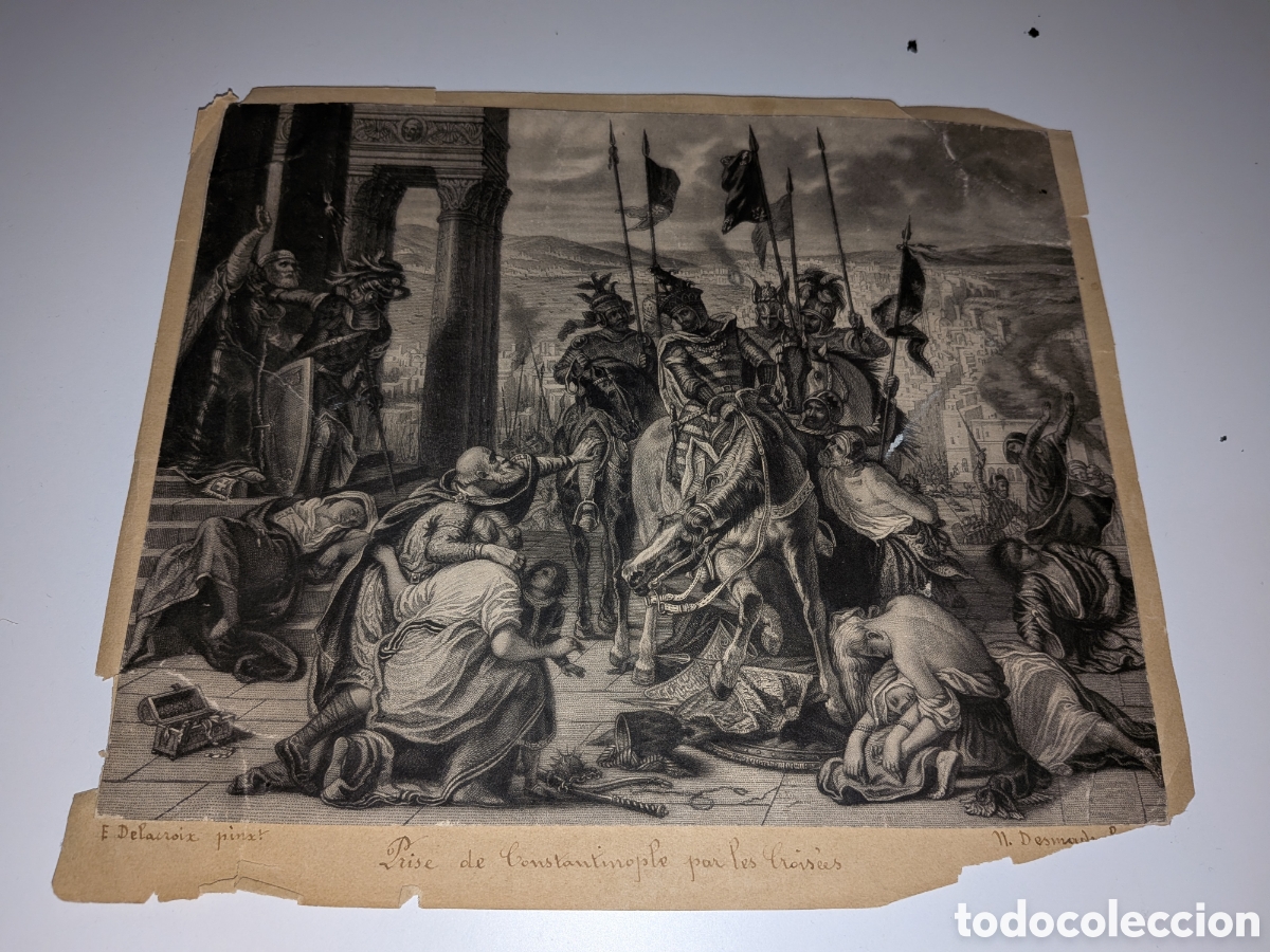Postales: Bonito grabado CROISADE PRISE DE CONSTANTINOPLE CHRETIENS 1204 DELACROIX GRAVURE 1838