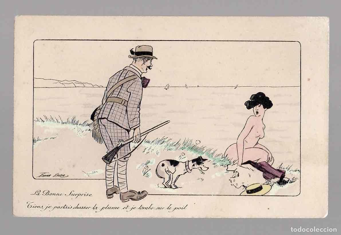 Postales: TARJETA POSTAL MODA ILUSTRADA A MANO POR XAVIER SAGER. LA BONNE SURPRISE. C.1910