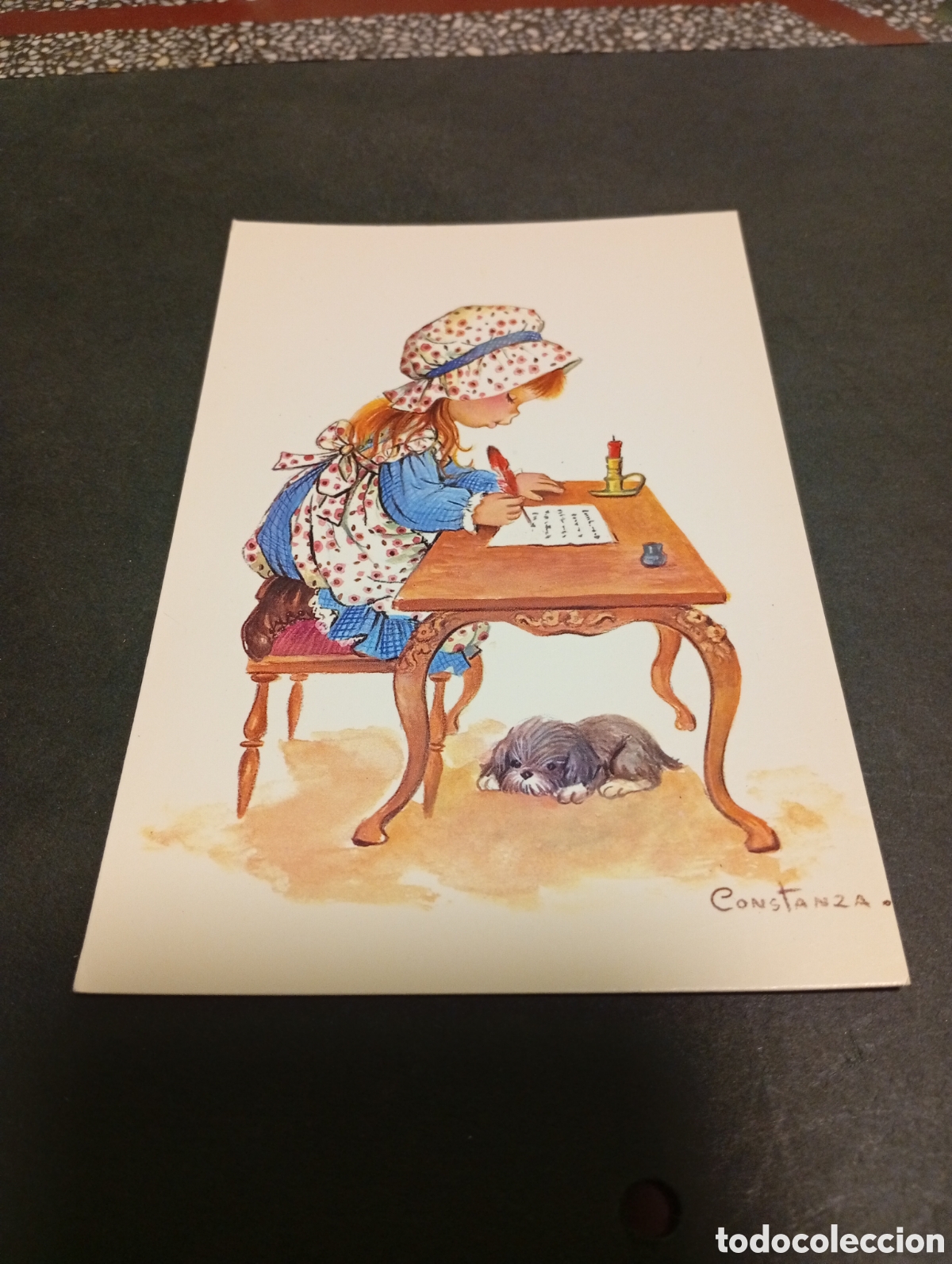 Postales: Postal dibujo ni&ntilde;a escrito