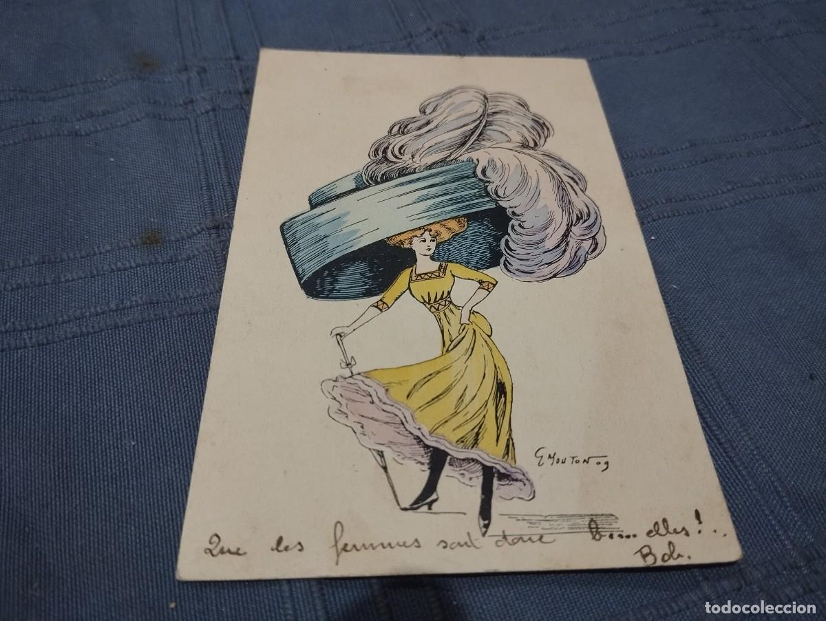 Postales: ANTIGUA POSTAL FRANCESA A&Ntilde;O 1909 XAVIER SAGER LADY BIG HAT / MUNER CON SOMBRERO GRANDE / NO CIRCULAD