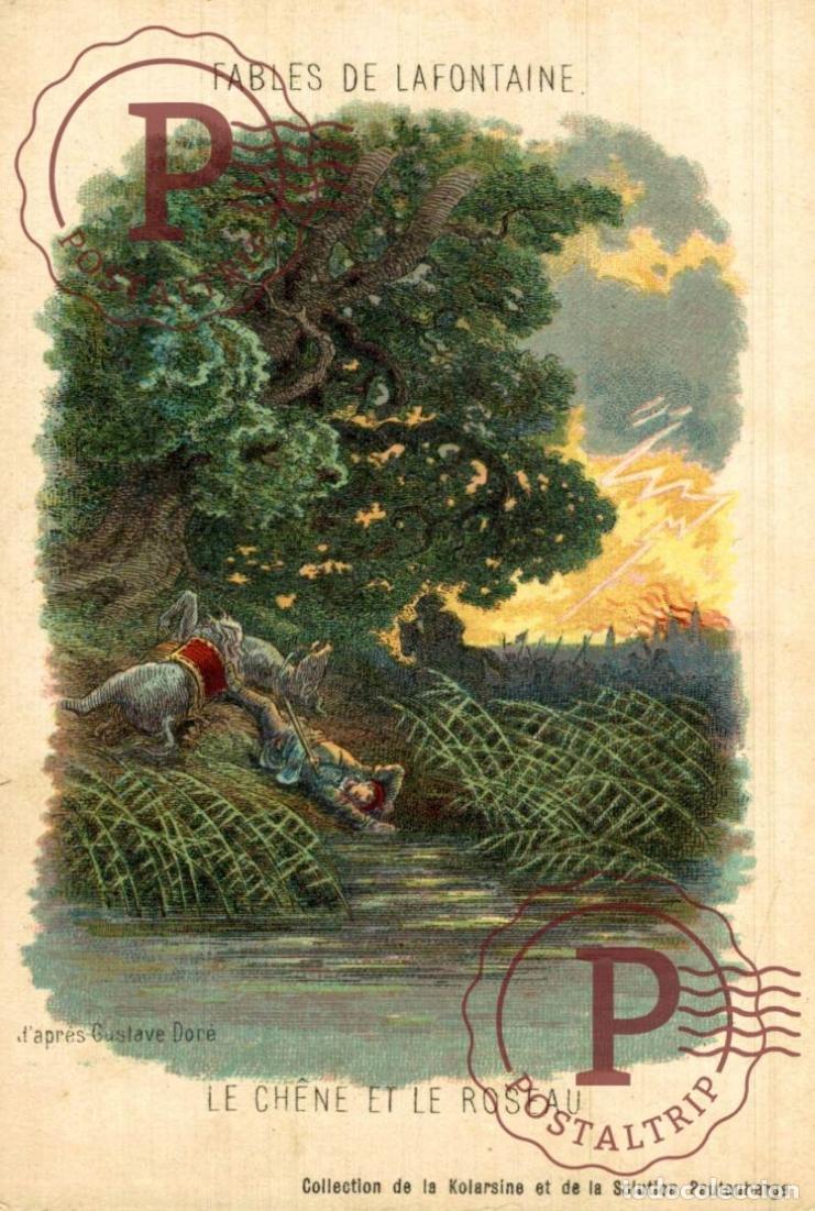 Postales: ILUSTRADA. ILLUSTRATEUR. FABLES DE LA FONTAINE LE CHENE ET LE ROSEAU GUSTAVE DORE. PUBLI Solution P