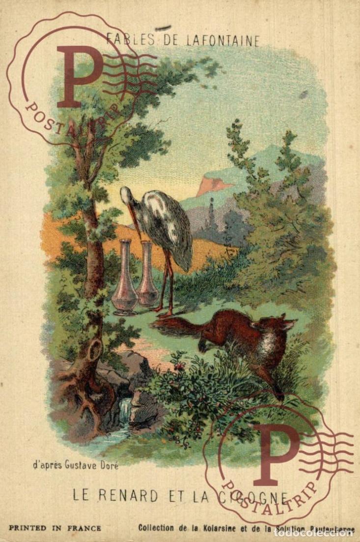 Postales: ILUSTRADA. ILLUSTRATEUR. FABLES DE LA FONTAINE LE RENARD ET LA CIGOGNE. GUSTAVE DORE. PUBLI Solution