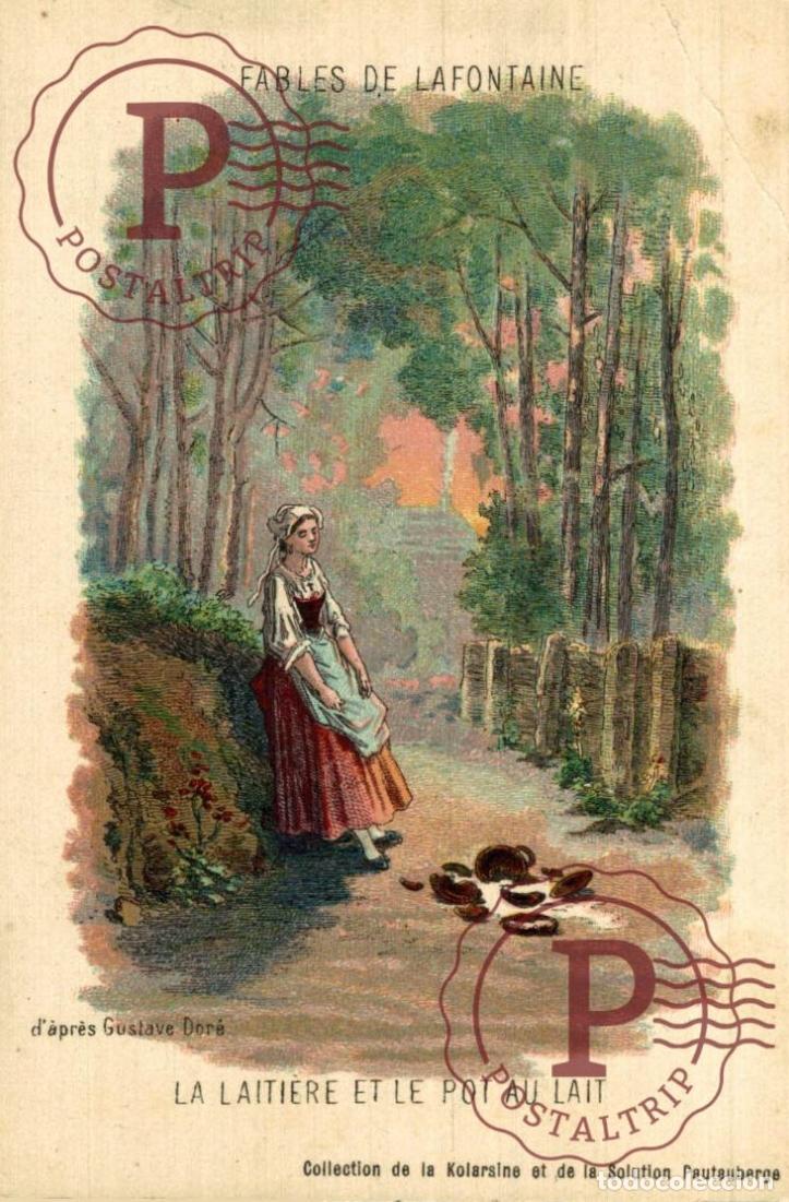 Postales: ILUSTRADA. ILLUSTRATEUR. FABLES DE LA FONTAINE LA LAITIERE ET LE POT AU LAIT. GUSTAVE DORE. PUBLI So