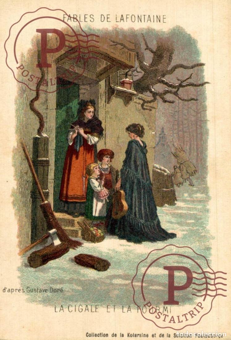 Postales: ILUSTRADA. ILLUSTRATEUR. FABLES DE LA FONTAINE LA CIGALE ET LA FOURMI. GUSTAVE DORE. PUBLI Solution