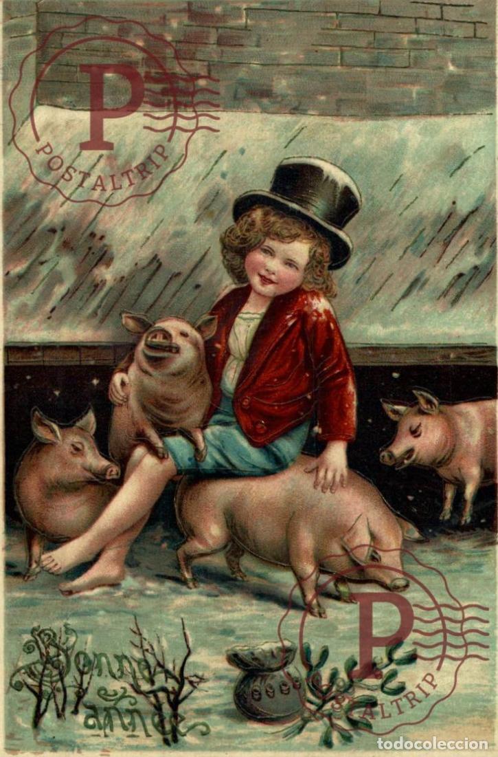 Postales: ILUSTRADA. ILLUSTRATEUR. CERDO. PIG. COCHON. BONNE ANNEE