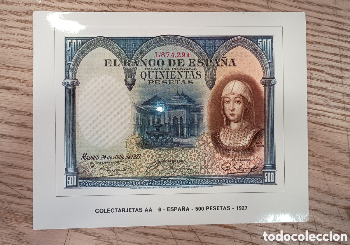 Postales: ESPA&Ntilde;A - BILLETE 500 PESETAS 1927 - COLECTARJETAS - EUROHOBBY, LA MANGA DEL MAR MENOR