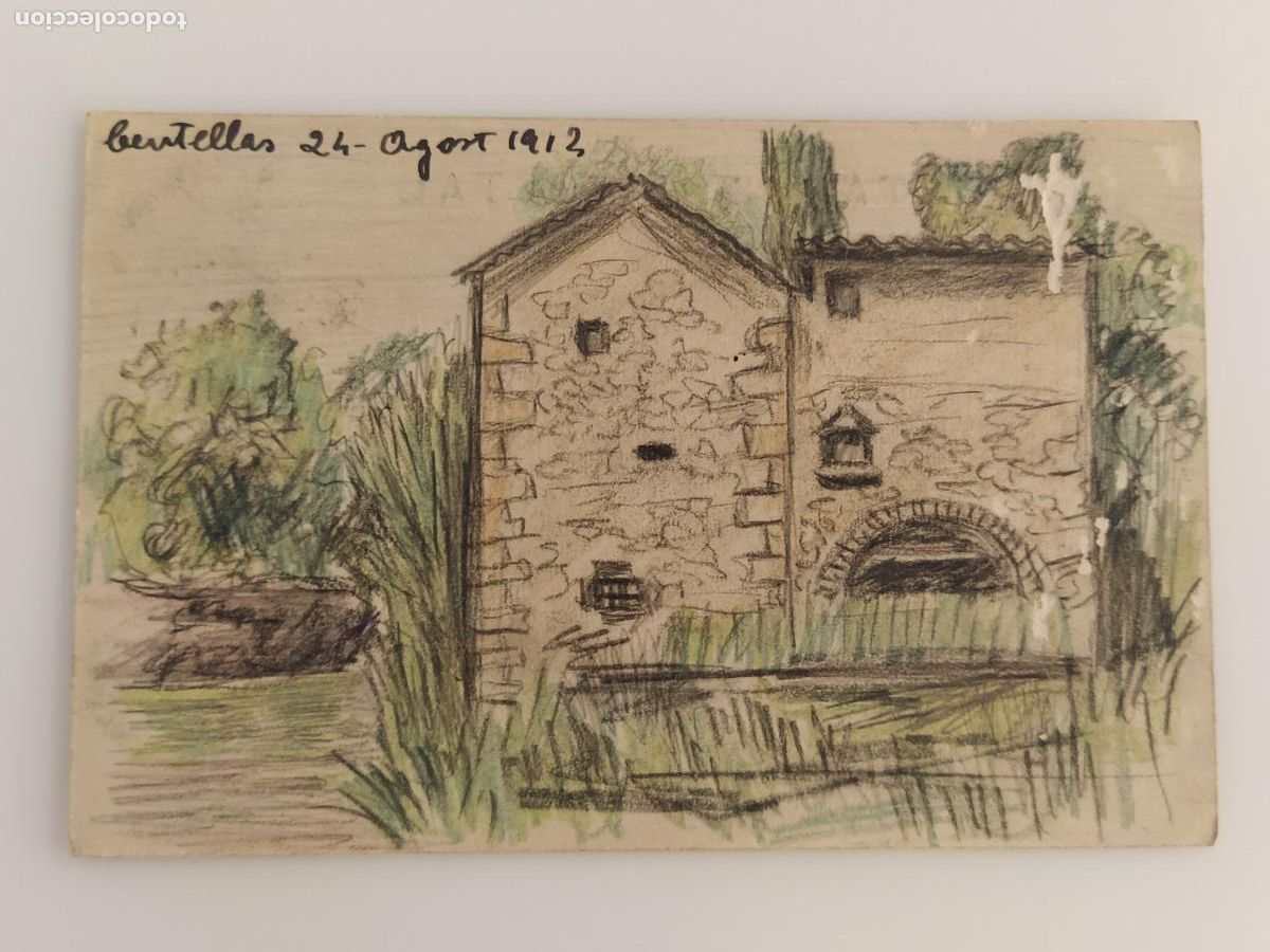 Postales: CENTELLAS - A&Ntilde;O 1912 - DIBUJO ORIGINAL A MANO SOBRE POSTAL ANTIGUA - PERBELLINI -(116.269)