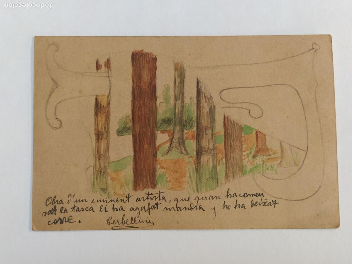 Postales: PERBELLINI - DIBUJO ORIGINAL A MANO SOBRE POSTAL ANTIGUA -(116.272)