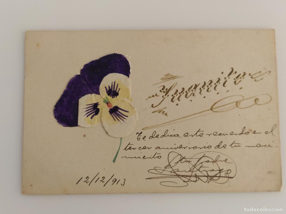 Postales: DEDICADA A JUANITO - DIBUJO ORIGINAL A MANO SOBRE POSTAL ANTIGUA - SANTIAGO -(116.288)
