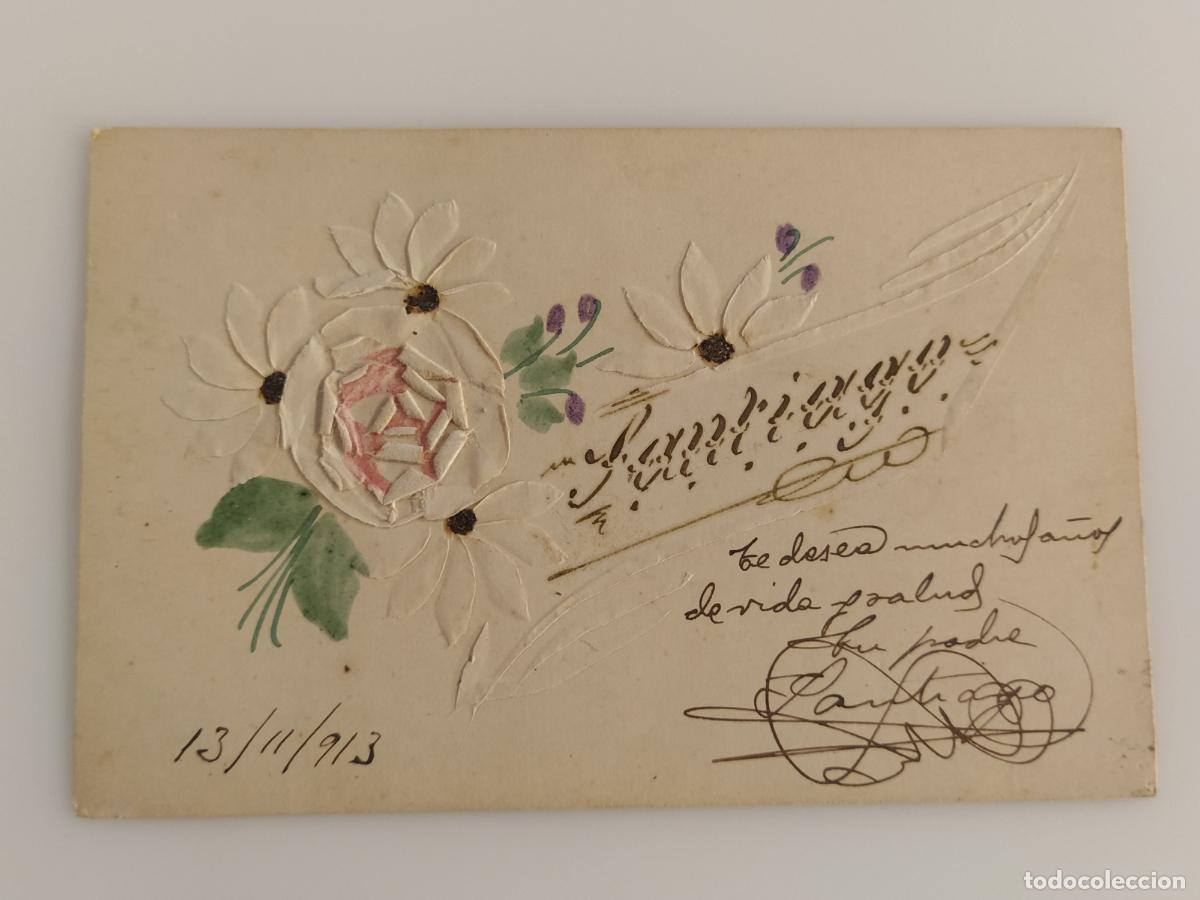 Postales: DEDICADA A SANTIAGO - DIBUJO ORIGINAL A MANO SOBRE POSTAL ANTIGUA - SANTIAGO -(116.289)