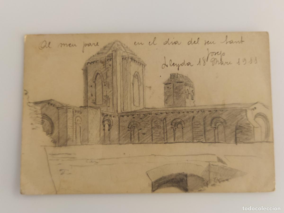 Postales: DIBUJO ORIGINAL A MANO SOBRE POSTAL ANTIGUA - LLEIDA ANY 1911 -(116.296)