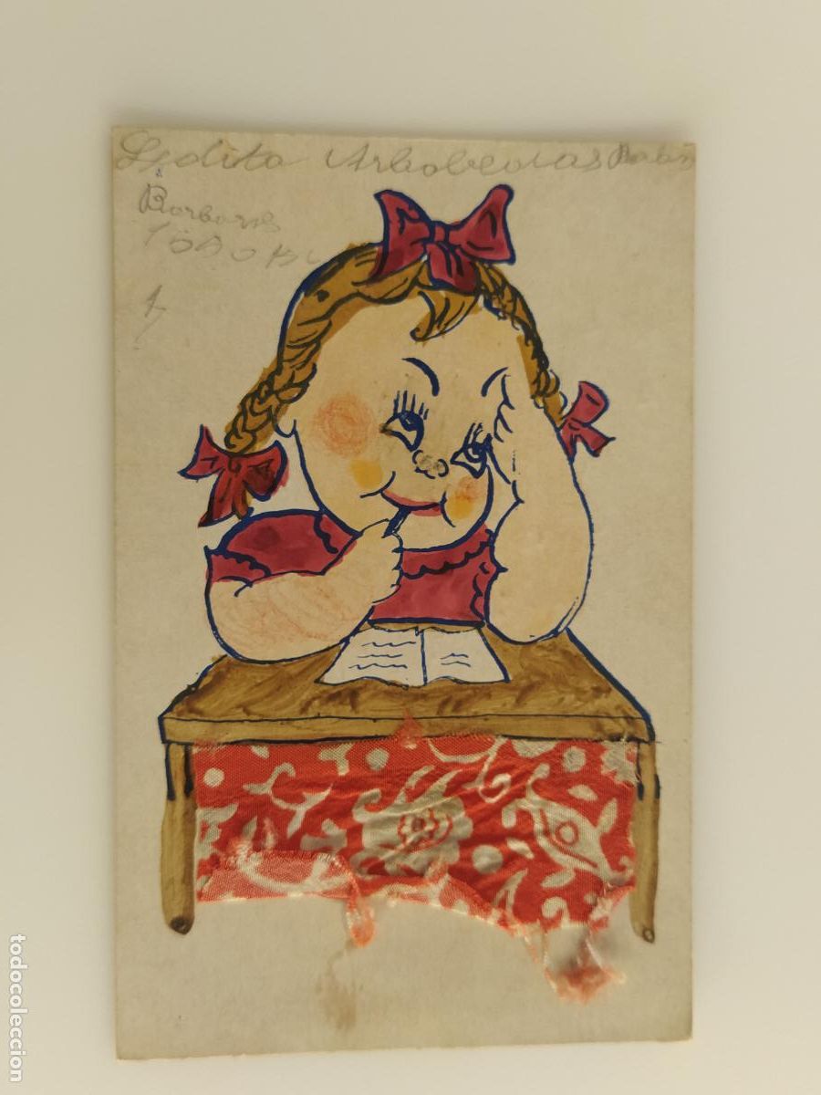 Postales: DIBUJO ORIGINAL SOBRE POSTAL ANTIGUA -(116.300)