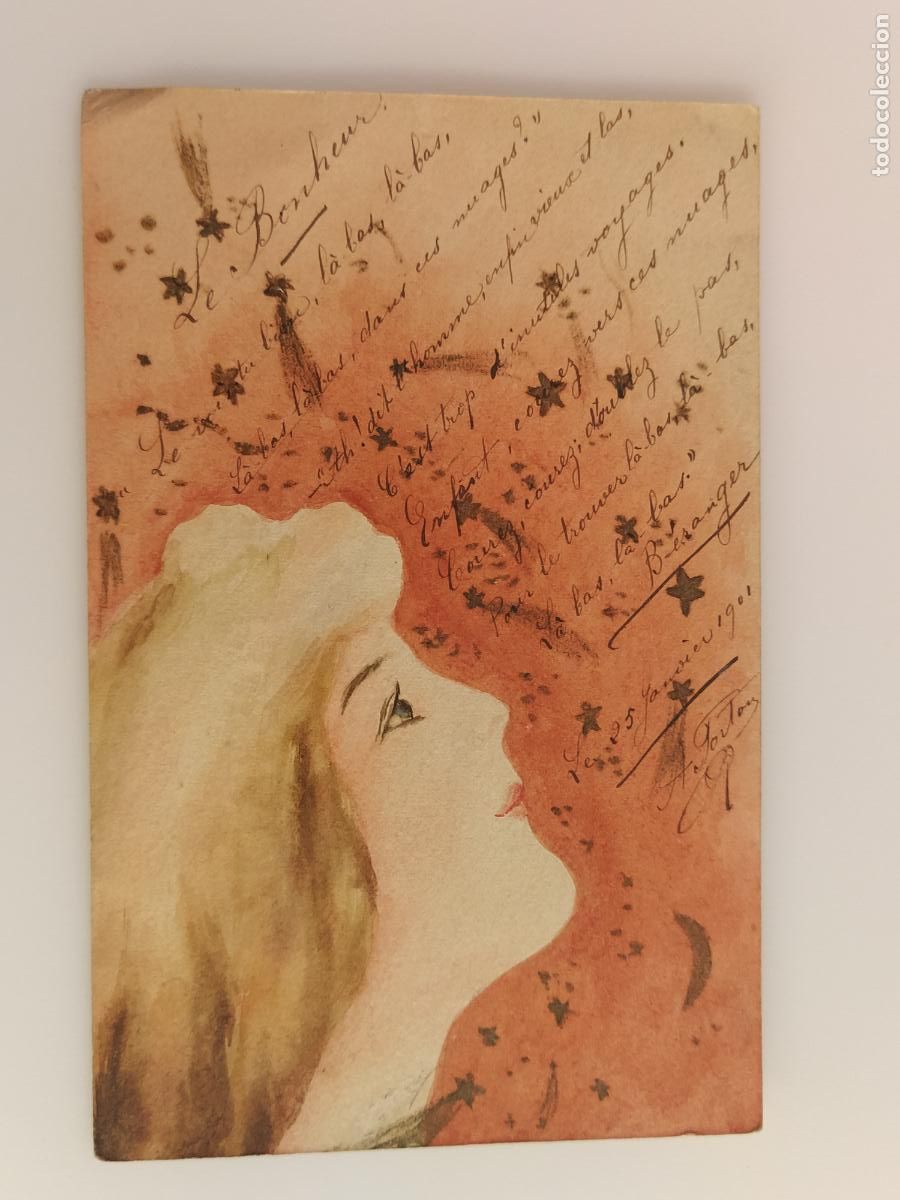 Postales: DIBUJO ORIGINAL A MANO SOBRE POSTAL ANTIGUA -(116.330)