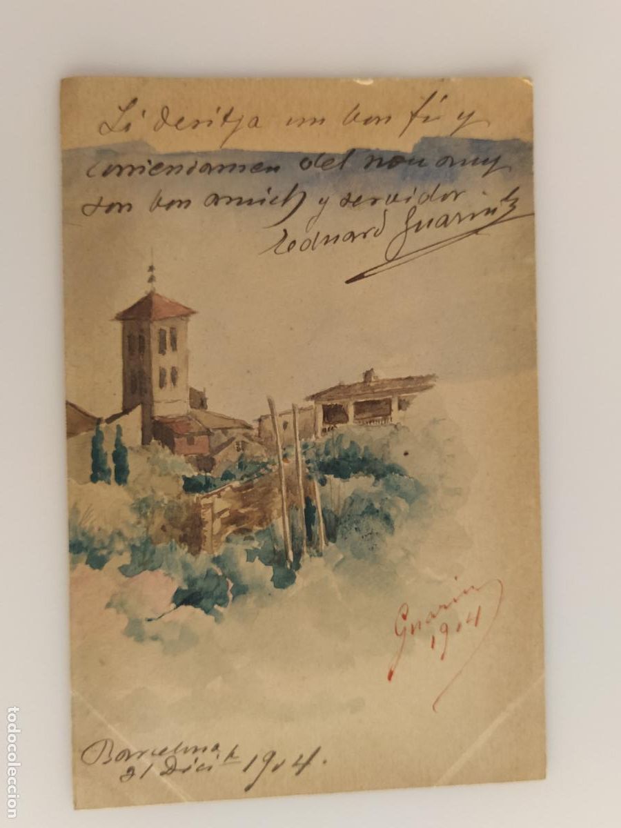 Postales: DIBUJO ORIGINAL A MANO SOBRE POSTAL ANTIGUA -(116.339)