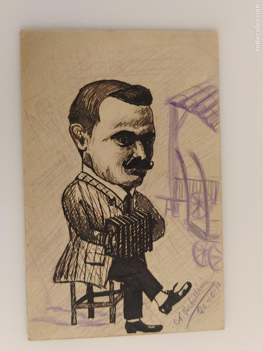Postales: NARCIS PERBELLINI - DIBUJO ORIGINAL A MANO SOBRE POSTAL ANTIGUA -(116.346)