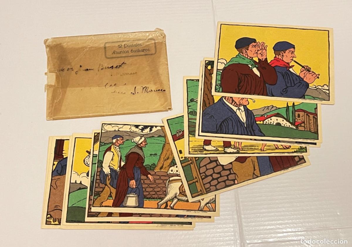 Postales: 12 postales Litograf&iacute;as Cabanas Oteiza Laborde y Labayen Tolosa Asuntos Euskaros sin circular