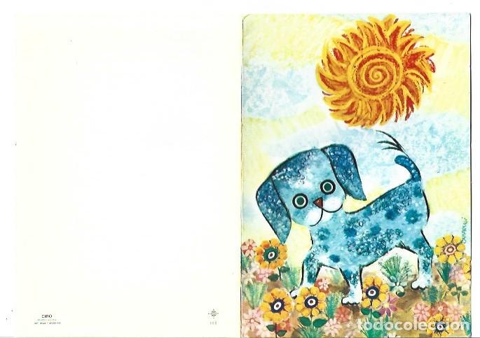 Postales: &rdquo; PERRITO POR EL PRADO BAJO EL SOL &rdquo;.- POSTAL TIPO FELICITACION