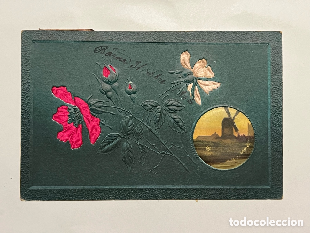 Postales: POSTAL Pintada a mano.. Molino Holand&eacute;s .. dedicada.. Barcelona, circulada (a.1906)