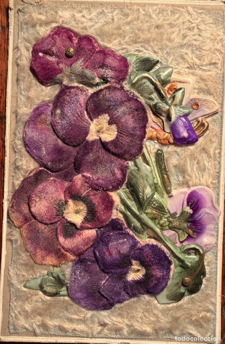 Postales: POSTAL BORDADA FLORES MODERNISTA