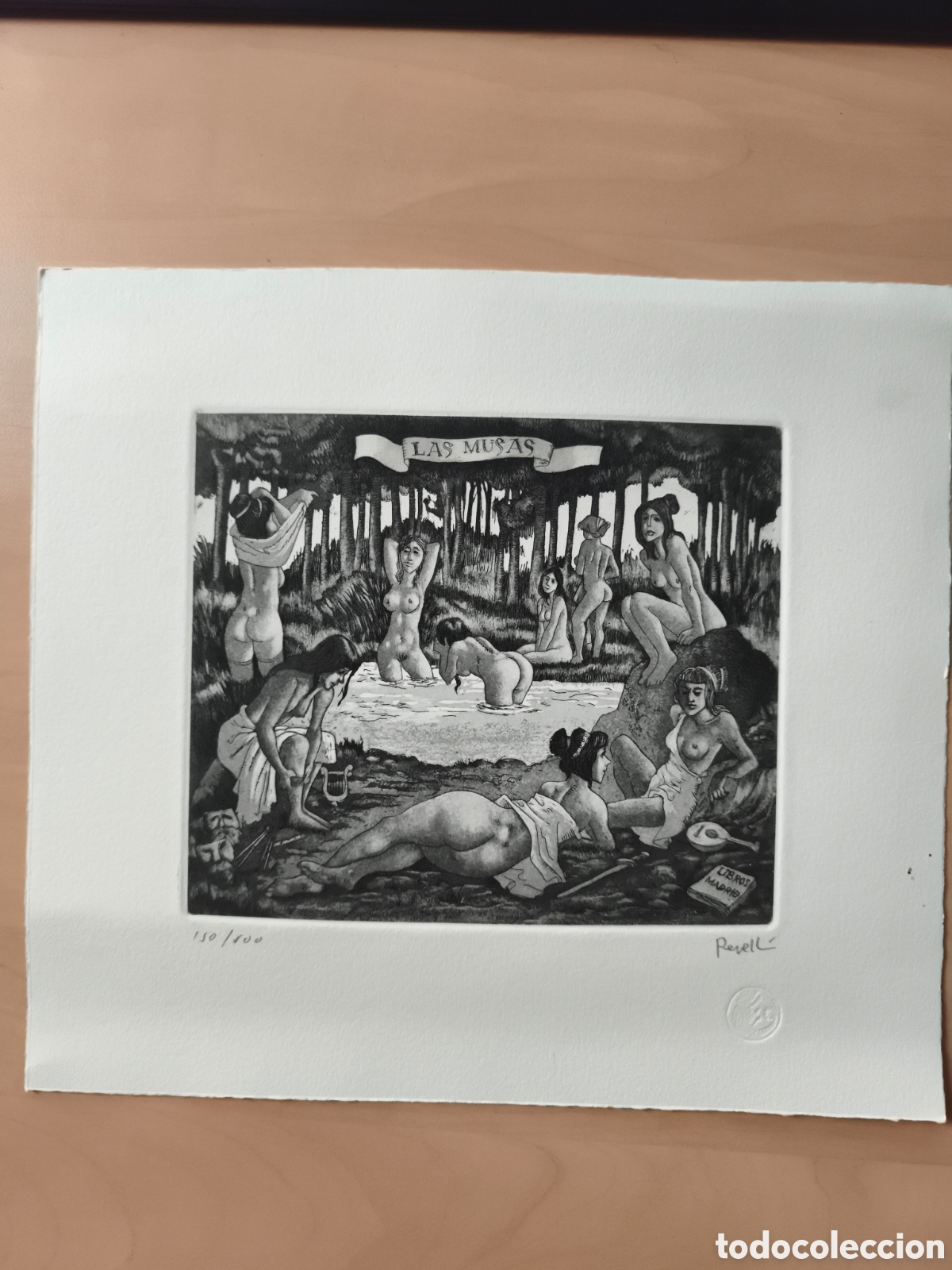 Cartes Postales: Gravure eau forte CELEDONIO PERELLON Las Musas num&eacute;rot&eacute;e originale