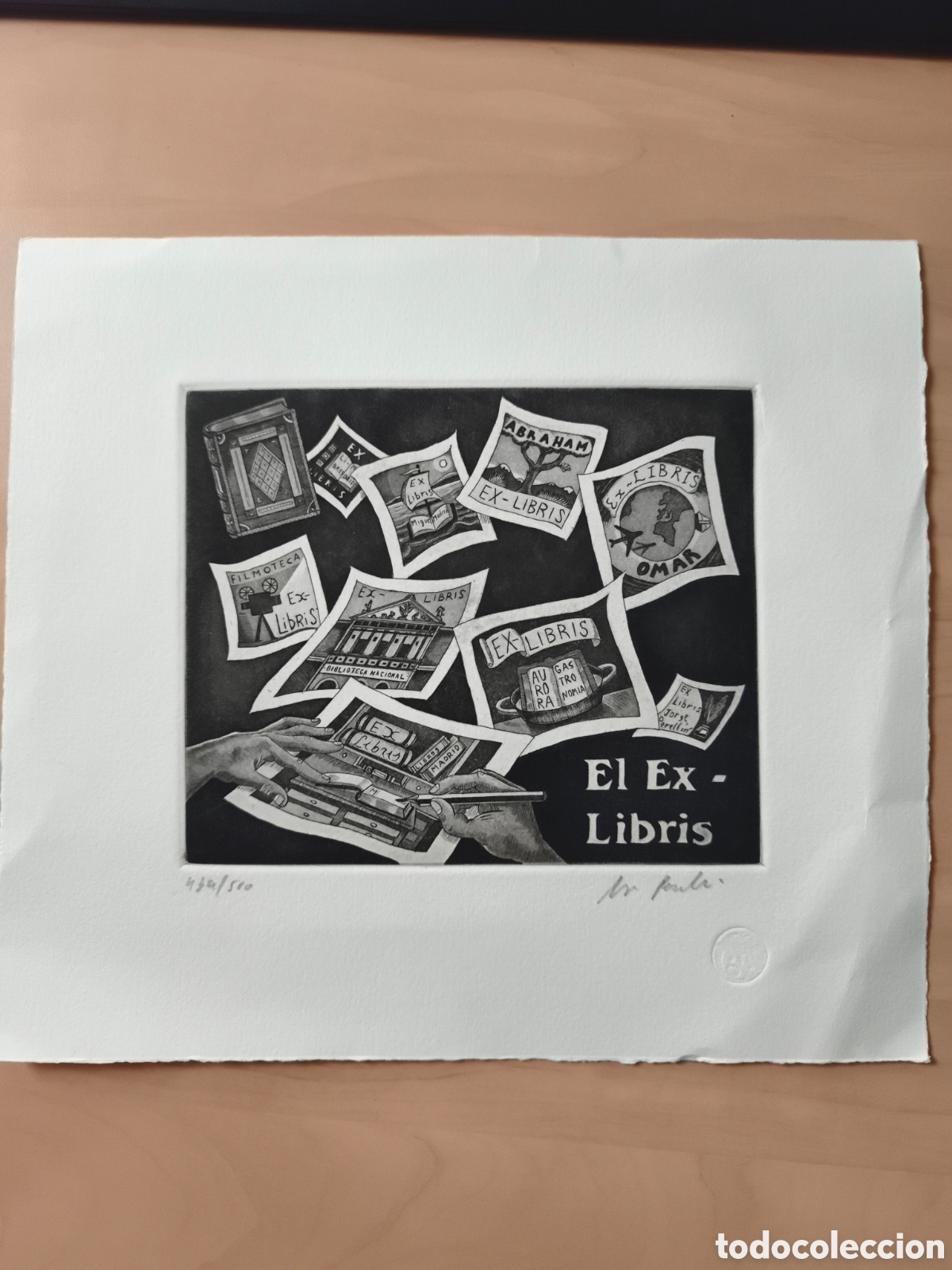 Cartes Postales: Gravure eau forte JORGE PERELLON El Ex - Libris num&eacute;rot&eacute;e originale
