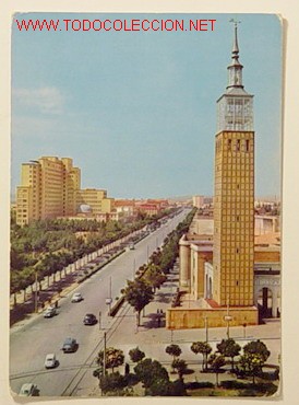 Cartoline: 2080ZARAGOZA.Torre de la Feria Nacional de Muestras y Avenida de Isabel la Catolica.Circulada