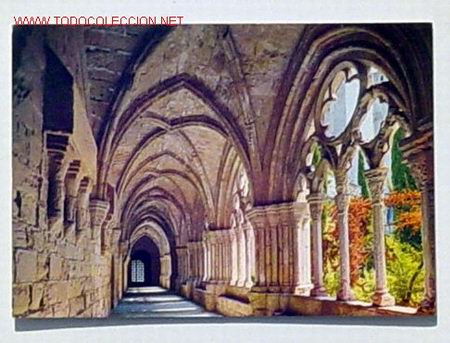 Cartoline: 27-REAL MONASTERIO DE POBLET.VISTA PARCIAL DEL CLAUSTRO GOTICO S.XIII.No circulada.