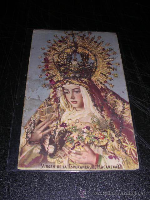 Postkarten: VIRGEN DE LA ESPERANZA.(MACARENA)LENTEJUELAS PEGADAS-14X9 CM.